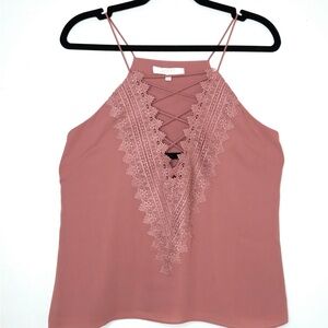 Wayf Lace Trim Crisscross Camisole - Dusty Rose